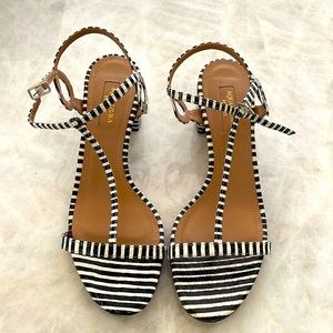 Aquazzura Almost Bare strappy block heel Sandal in Stripes Snake